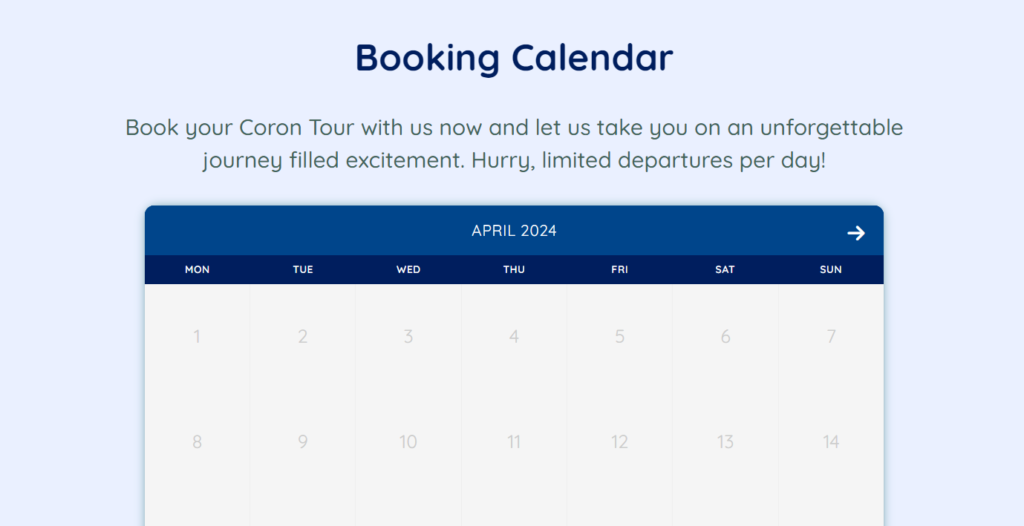 Pulo Online Booking Calendar